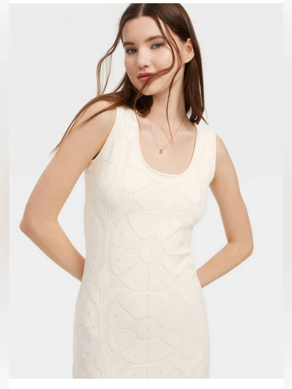 Roller Rabbit Target Floral Terry Ankle Dress Women's Large Cream Beach Coastal - Picture 4 of 5